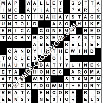 LA Times Crossword answers Friday 11 January 2019