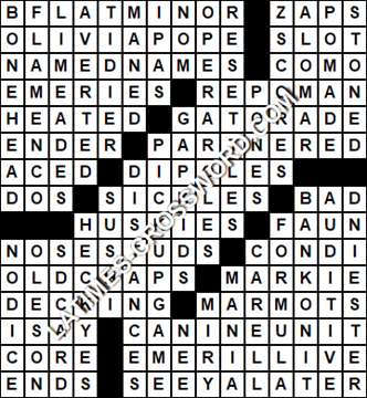 LA Times Crossword answers Saturday 19 January 2019