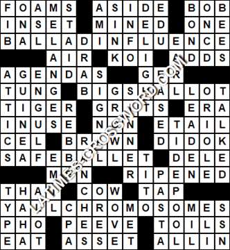 LA Times Crossword answers Friday 1 February 2019
