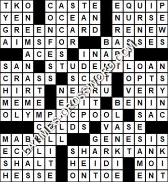 LA Times Crossword answers Tuesday 5 February 2019