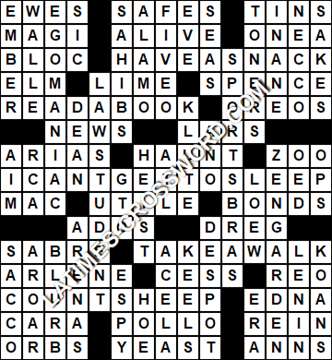 LA Times Crossword answers Wednesday 13 February 2019