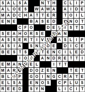 LA Times Crossword answers Friday 15 February 2019