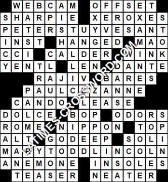 LA Times Crossword answers Saturday 16 February 2019