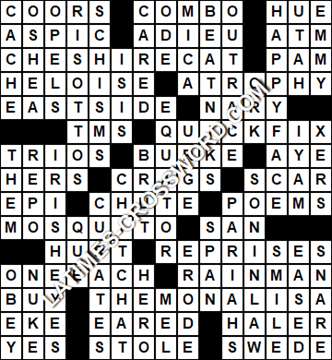 LA Times Crossword answers Tuesday 26 February 2019