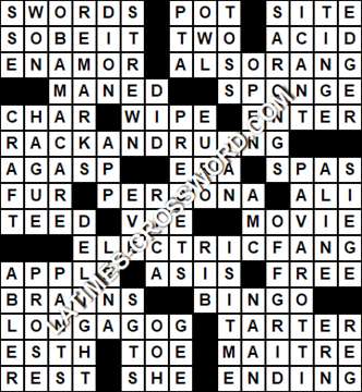 LA Times Crossword answers Friday 8 March 2019