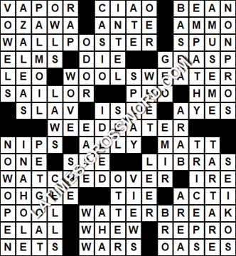 LA Times Crossword answers Monday 11 March 2019