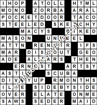 LA Times Crossword answers Tuesday 12 March 2019
