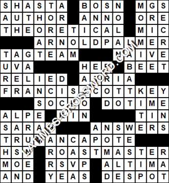 LA Times Crossword answers Wednesday 13 March 2019