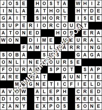 LA Times Crossword answers Friday 15 March 2019
