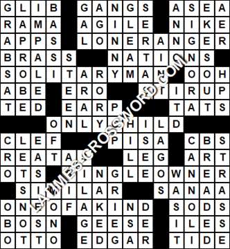 LA Times Crossword answers Monday 18 March 2019