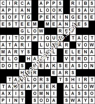 LA Times Crossword answers Wednesday 20 March 2019