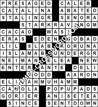 LA Times Crossword answers Friday 22 March 2019