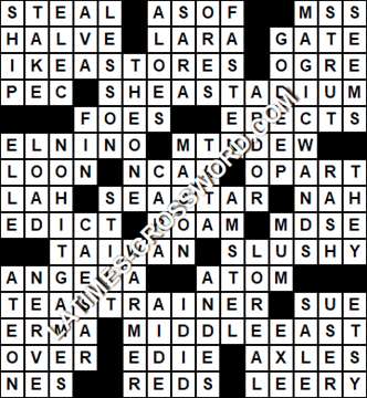 LA Times Crossword answers Monday 25 March 2019