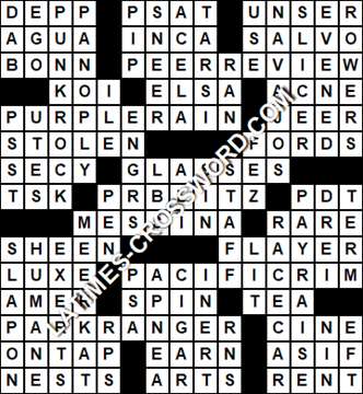 LA Times Crossword answers Tuesday 26 March 2019