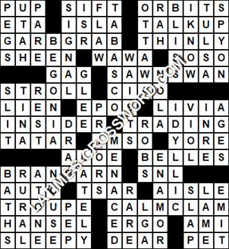 LA Times Crossword answers Friday 29 March 2019