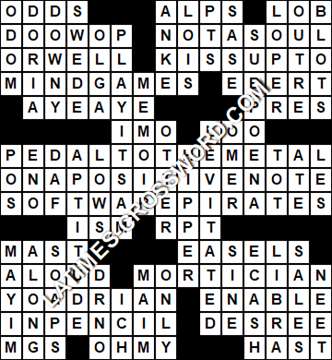 LA Times Crossword answers Saturday 6 April 2019