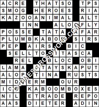 LA Times Crossword answers Friday 12 April 2019