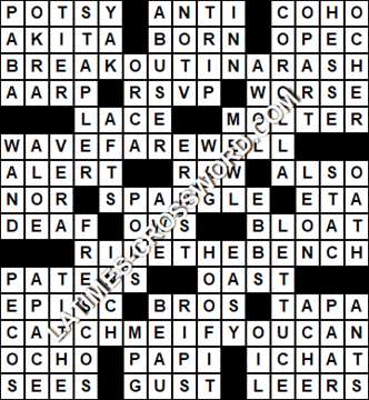 LA Times Crossword answers Wednesday 17 April 2019