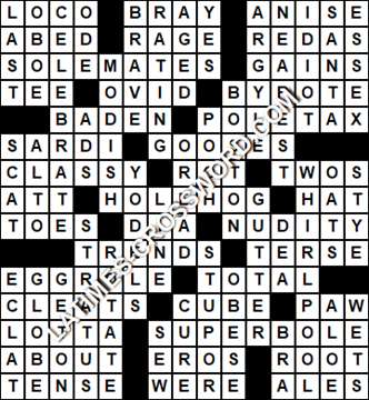 LA Times Crossword answers Friday 19 April 2019