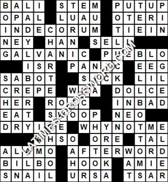 LA Times Crossword answers Wednesday 1 May 2019