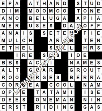 LA Times Crossword answers Friday 3 May 2019