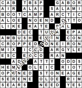 LA Times Crossword answers Tuesday 7 May 2019