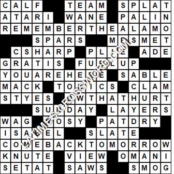 LA Times Crossword answers Friday 24 May 2019