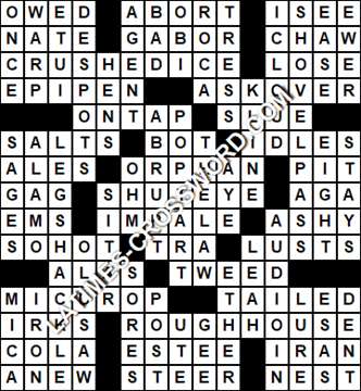 LA Times Crossword answers Wednesday 29 May 2019