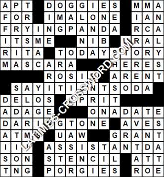 LA Times Crossword answers Friday 31 May 2019