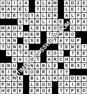 LA Times Crossword answers Monday 3 June 2019