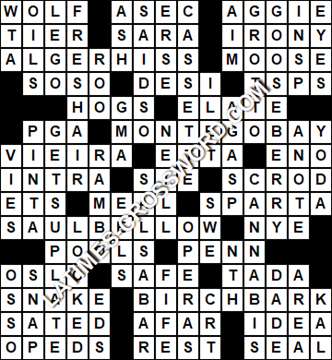 LA Times Crossword answers Tuesday 4 June 2019