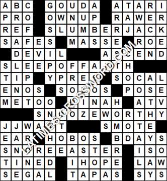 LA Times Crossword answers Friday 7 June 2019