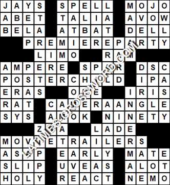 LA Times Crossword answers Monday 10 June 2019