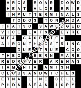LA Times Crossword answers Thursday 13 June 2019