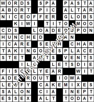 LA Times Crossword answers Wednesday 26 June 2019