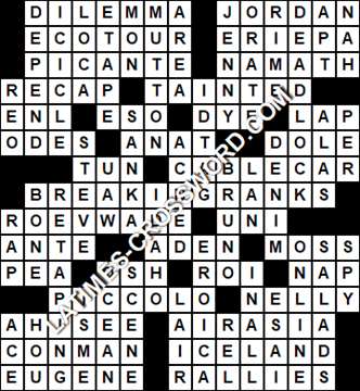 LA Times Crossword answers Friday 28 June 2019