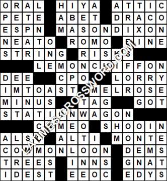 LA Times Crossword answers Monday 22 July 2019