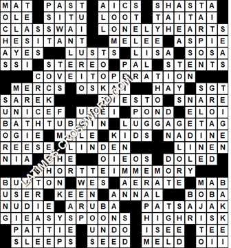 LA Times Crossword answers Sunday 28 July 2019