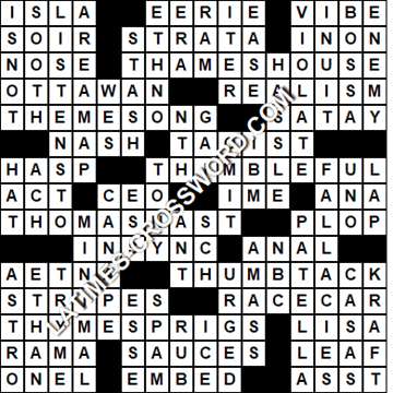 LA Times Crossword answers Tuesday 6 August 2019