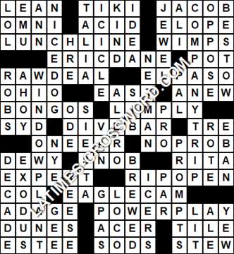 LA Times Crossword answers Tuesday 13 August 2019