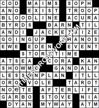 LA Times Crossword answers Tuesday 20 August 2019