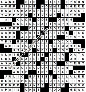 LA Times Crossword answers Sunday 25 August 2019