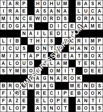 LA Times Crossword answers Wednesday 28 August 2019