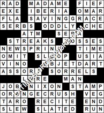 LA Times Crossword answers Tuesday 3 September 2019
