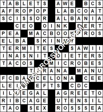 LA Times Crossword answers Wednesday 4 September 2019