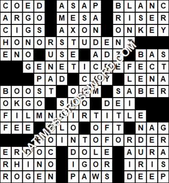 LA Times Crossword answers Tuesday 10 September 2019