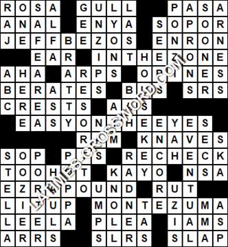 LA Times Crossword answers Tuesday 17 September 2019
