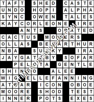 LA Times Crossword answers Monday 7 October 2019
