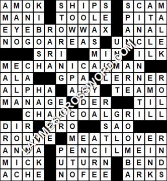 LA Times Crossword answers Tuesday 8 October 2019