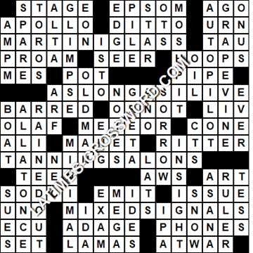 LA Times Crossword answers Monday 21 October 2019